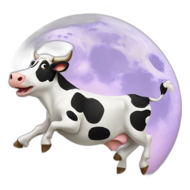 flying cow over moon sticker