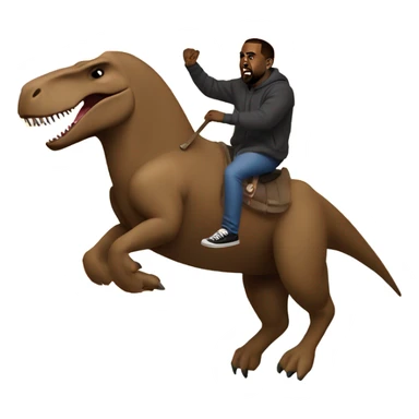 Kanye West riding on a Trex wich is jumping through a Fire Circle sticker