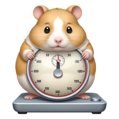 fat hamster big belly stepping on a broken scale looking guilty sticker