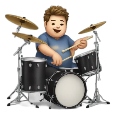 Funny fat kid playing drums sticker