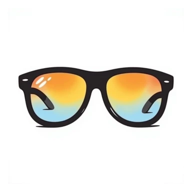 funky oversized aviator sunglasses with colorful gradient lenses, classic 70s style sticker