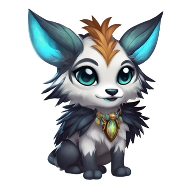 Cool cute Kawaii edgy fantasy shiny chibi animal creature fursona Fionbri vernid by griffsnuff & LiLaiRa & Falvie full bodyal sticker