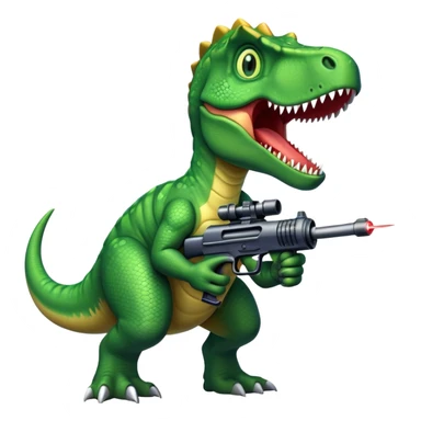 dinosaur with guns and laser eyes sticker