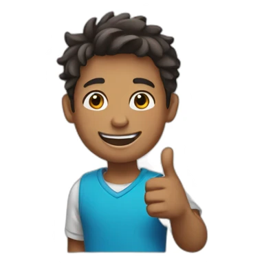 Boy smiling with left arm up sticker