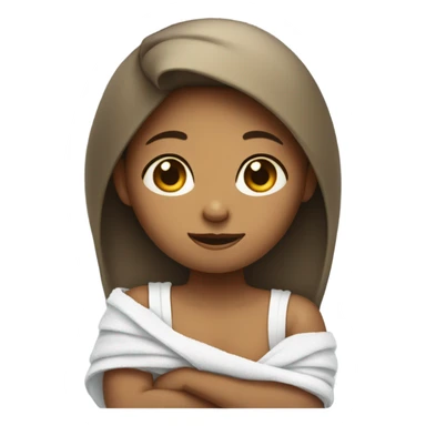 Girl sitting and the roll from the towel on her neck and under her armpits  sticker