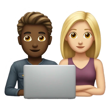 white boy and girl behind laptop sticker