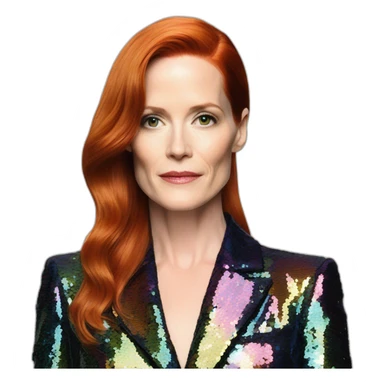 Audrey fleurot straight hair multicolored sequined suit sticker