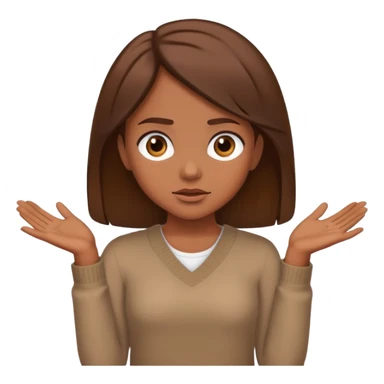 brown-skinned girl with brown hair, shrugging, no uniform sticker