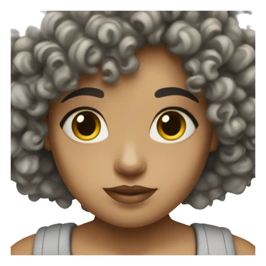 light skin girl with short black curly afro, and cross pendant necklace  sticker