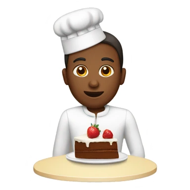 someone about to eat a cake, lateral perspective  sticker