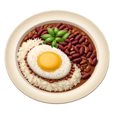 A plate with White, red beans and meat sticker