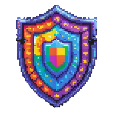 simple rainbow colored magical code shield sticker