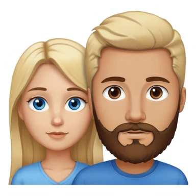 Couple. He is blonde with blue eyes and brown beard. She has dark drown eyes and dark brown hair sticker