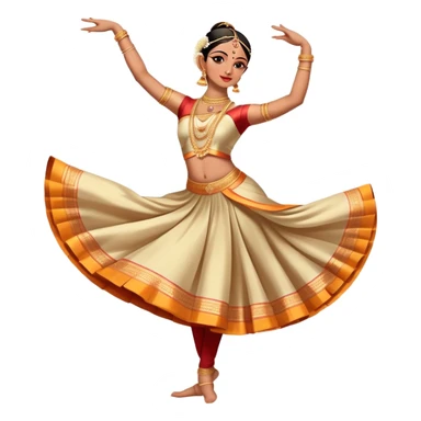cinematic-realistic-bharatanatyam-dance-emoji,-depicted-as-an-elegant-classical-indian-dance-performance-with-graceful-poses,-intricate-costumes,-and-expressive-hand-gestures,-rendered-with-rich-textures-and-warm-dramatic-lighting, single dancer full body  sticker