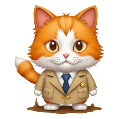 Cat detective following foot prints sticker