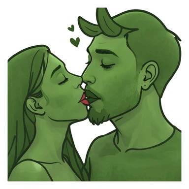 Tanned man kissing brunette girl sticker