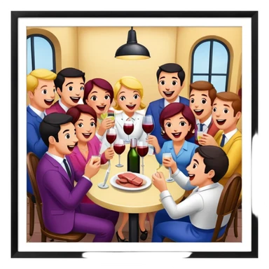 wine Party at a french SPAM meat cafe LANDSCAPE  sticker