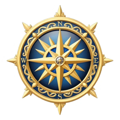 ornate compass rose badge. sticker