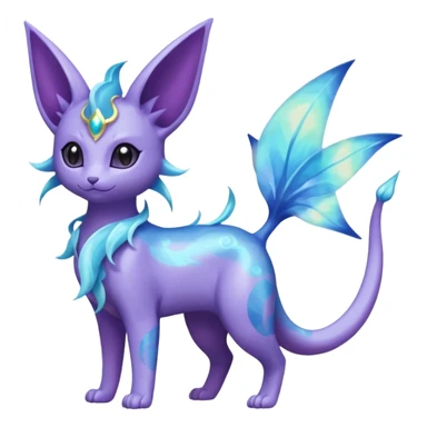 Shiny Nebulae Delcatty-Purrloin-Espeon-Lumineon-Vaporeon-Amaura-Dragonair-Fakémon-hybrid-creature (full body)  sticker