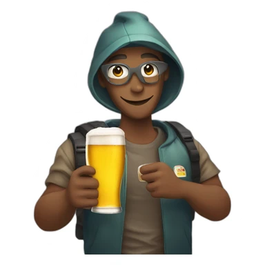 persona con prismáticos bebiendo cerveza sticker