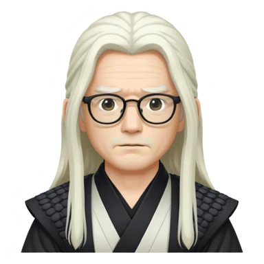 Long Haired Samurai with Glasses, white Long-haired ronin adjusting black spectacles sticker