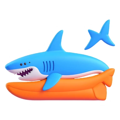 3D emoji of a Nike shoe shaped like a blue shark, icon style sticker