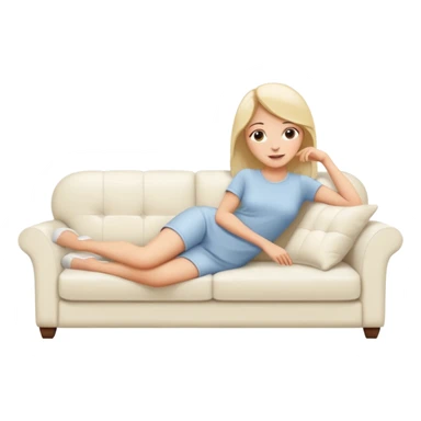 Women lying on a white sofa  sticker