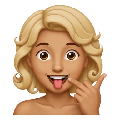 curled finger in front of mouth and side tongue face sticker