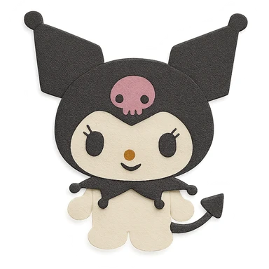 Kuromi character, layered paper look, paper craft style, no background, transparent PNG sticker