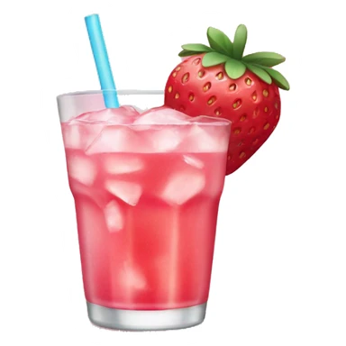 strawberry pink drink with ice sticker