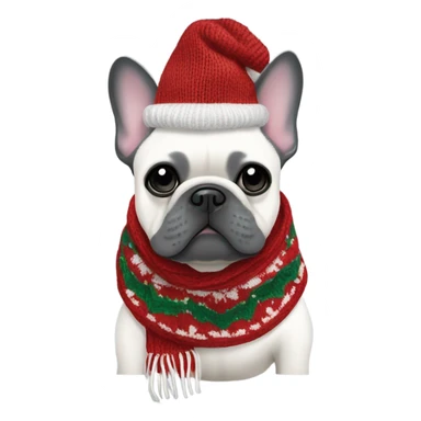 All gray French bulldog in christmas knitted scarf sticker