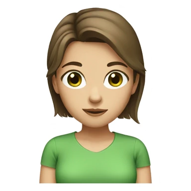 girl with brown hair with green eyes and green shirt sticker