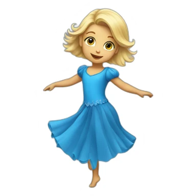 little blonde girl dancing in a blue bird costume sticker