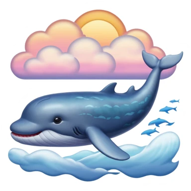 Sky Whale – Gigantic whale drifting among pastel sunset clouds. sticker