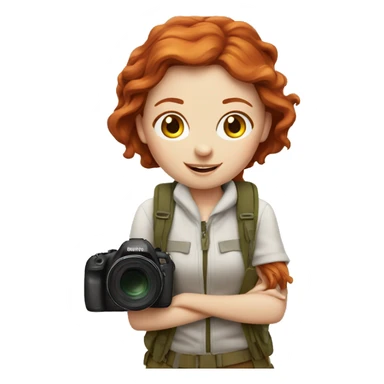 Redhead girl travel photographer sticker
