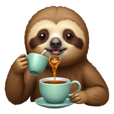 a sloth having tea sticker