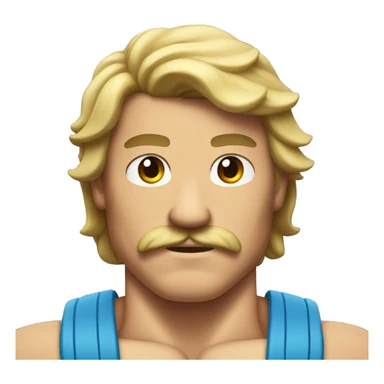 flexing muscular man with a mustache and a mullet sticker