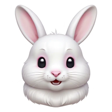 Cinematic Comical White Rabbit Portrait Emoji, Head tilted dramatically with an exaggeratedly amused expression, featuring a pristine white fur with perky, expressive ears and wide, playful dark eyes filled with disbelief, Simplified yet hilariously expressive features, highly detailed, glowing with a slightly sassy glow, high shine, dramatic yet playful, stylized with an air of cheeky mischief, bright and endearing, soft glowing outline, capturing the essence of a spirited and over-the-top bunny, so meme-worthy it feels like it could side-eye its way into internet fame instantly! sticker