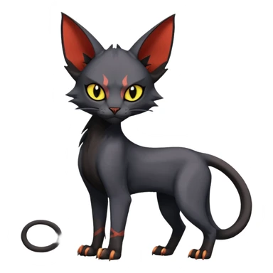 Black edgy Noivern-Litten-Sphynx-Lykoi-Caracal-cat-Fakemon full-body sticker