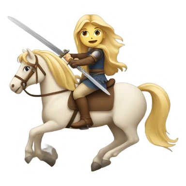 Blonde girl with long hair riding horse and holding a sword  sticker