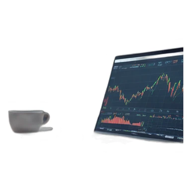 stock market charts on a laptop sticker