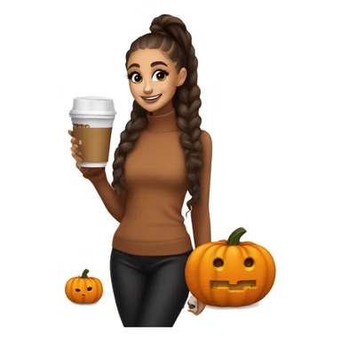 ariana grande with a pumpkin spiced latte in her han sticker