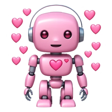 cute pink robot with hearts pink sticker