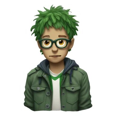 Jamie hewlett high school character with greens kin sticker