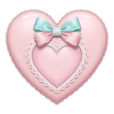 rococo Pastel pink heart with white bow with lace and frills sticker