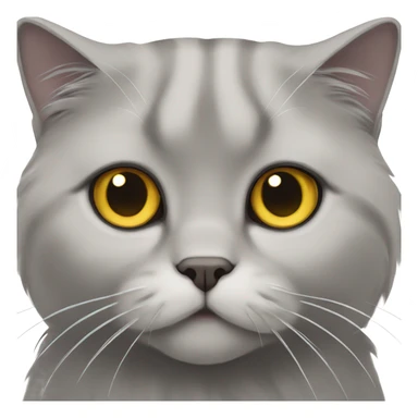 gray scottish fold long-hair cat sticker