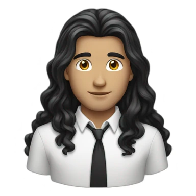 Long black haire mid part White boy sticker