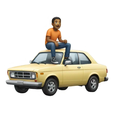 man sitting on top of car sticker