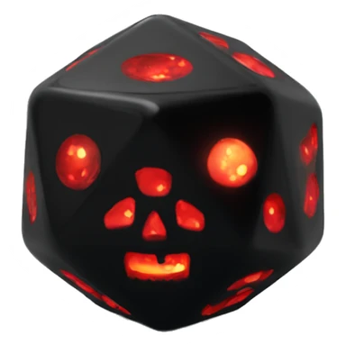 D20 dice black with red skull glowing sticker