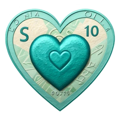 Teal heart with Canadian denominated bills sticker